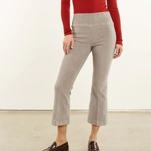 NWT SPRWMN GREY CORDUROY CROP FLARE PANTS